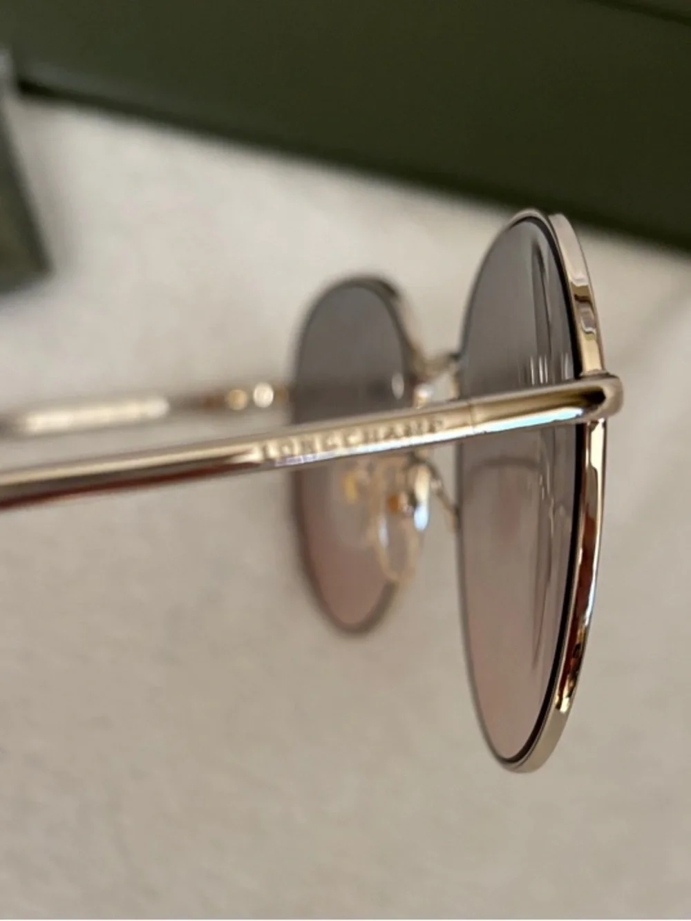 Longchamp Gold Frame Sunglasses with Brown Gradient Lenses
